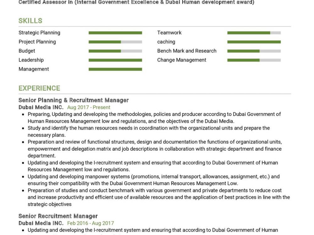 Expert Human Resources Recruiting Resume Sample In Resumekraft