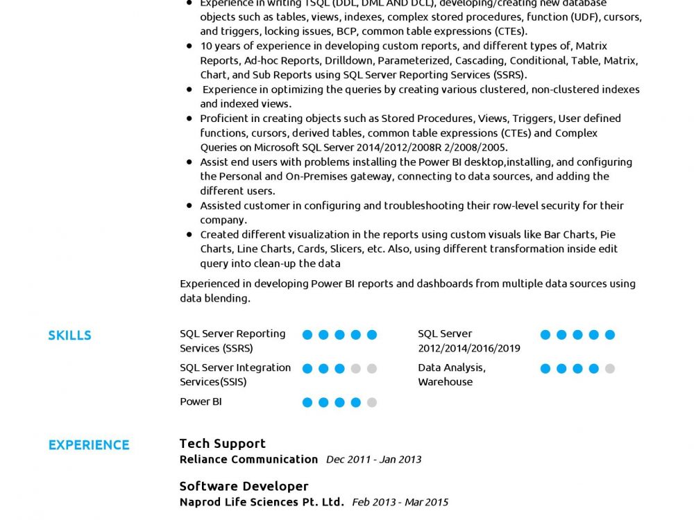 MSBI Developer Resume Example In 2024 ResumeKraft