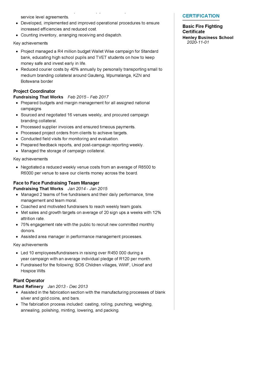 Event Project Manager Cv Sample In Resumekraft