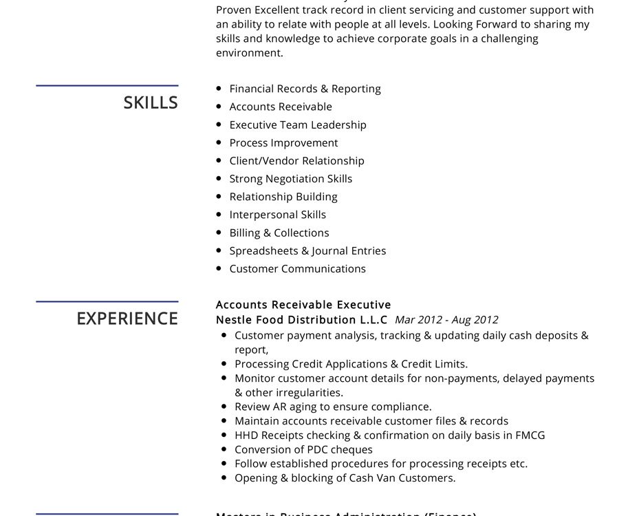 Accounts Receivable Resume Example Cv Sample 2020 Resumekraft