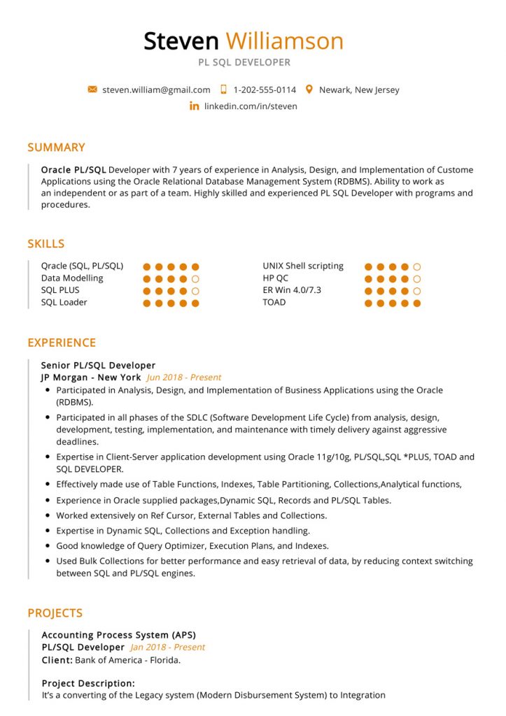 sql developer resume for 2024 - ResumeKraft