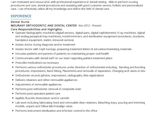 Dental Nurse Resume Example in 2024 - ResumeKraft