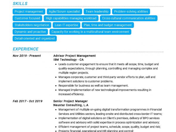 Project Manager Resume Sample in 2025 - ResumeKraft