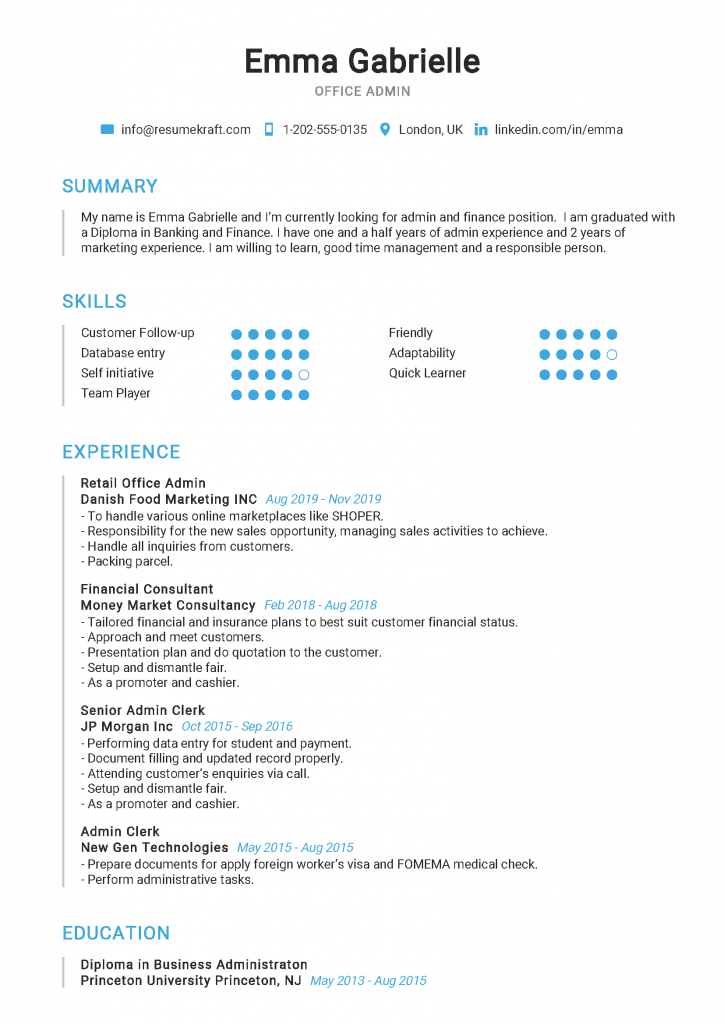 Office Admin Resume Example - ResumeKraft