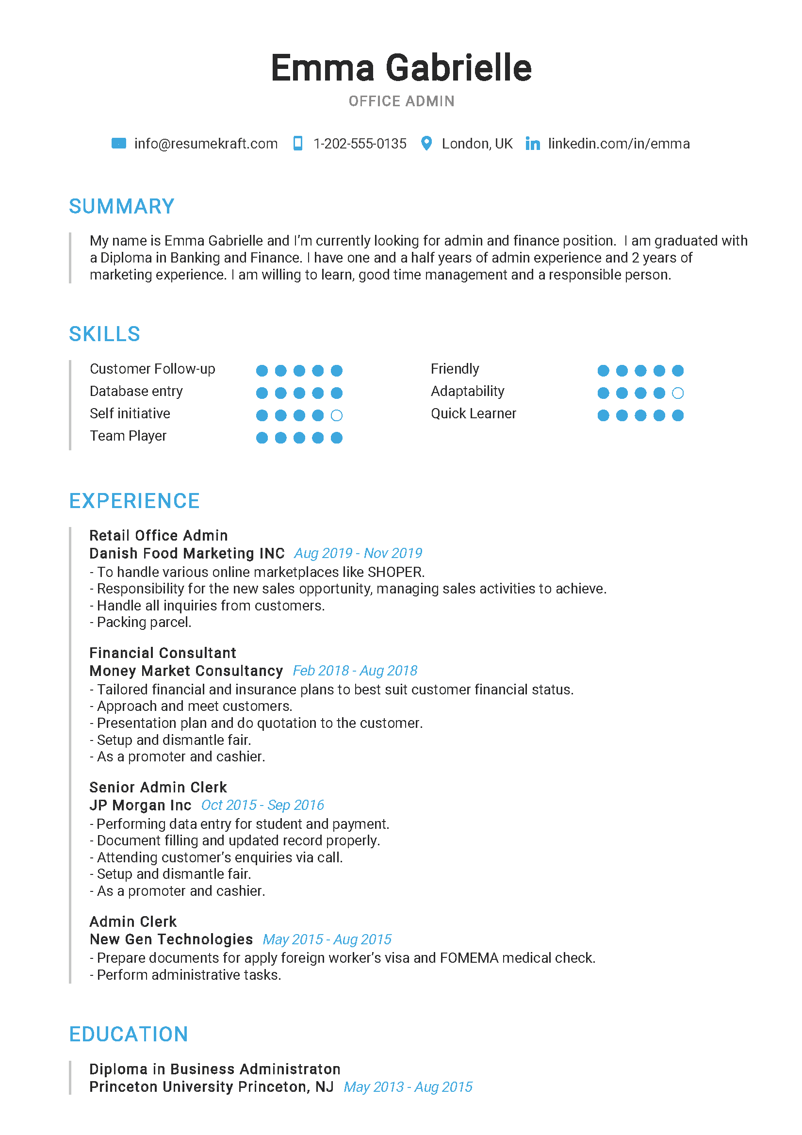 Office Admin Resume Example PDF Download ResumeKraft