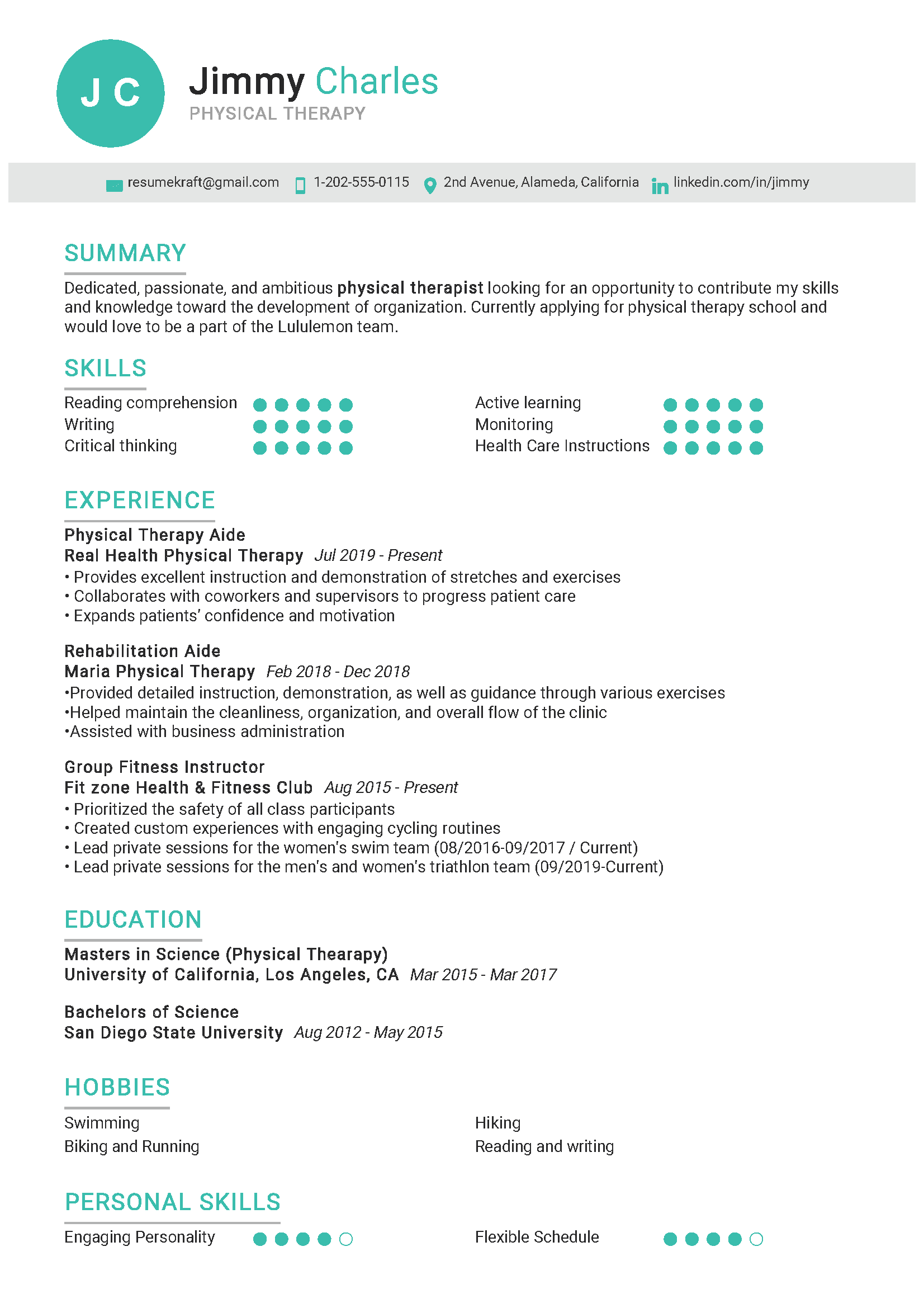 Physical Therapy Resume Sample In 2024 ResumeKraft   Physical Therapy Resume Sample Page 1 