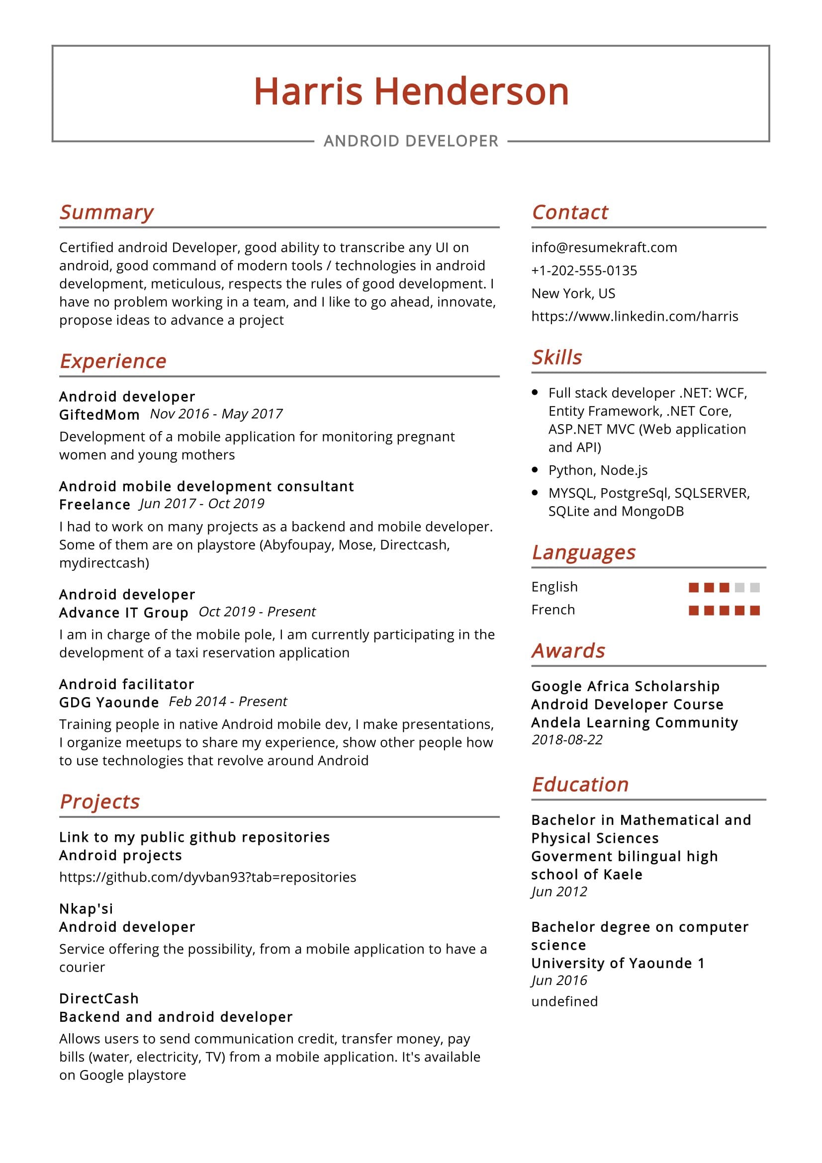 Android Developer Resume Sample 2021 | Writing Guide & Tips - Resumekraft