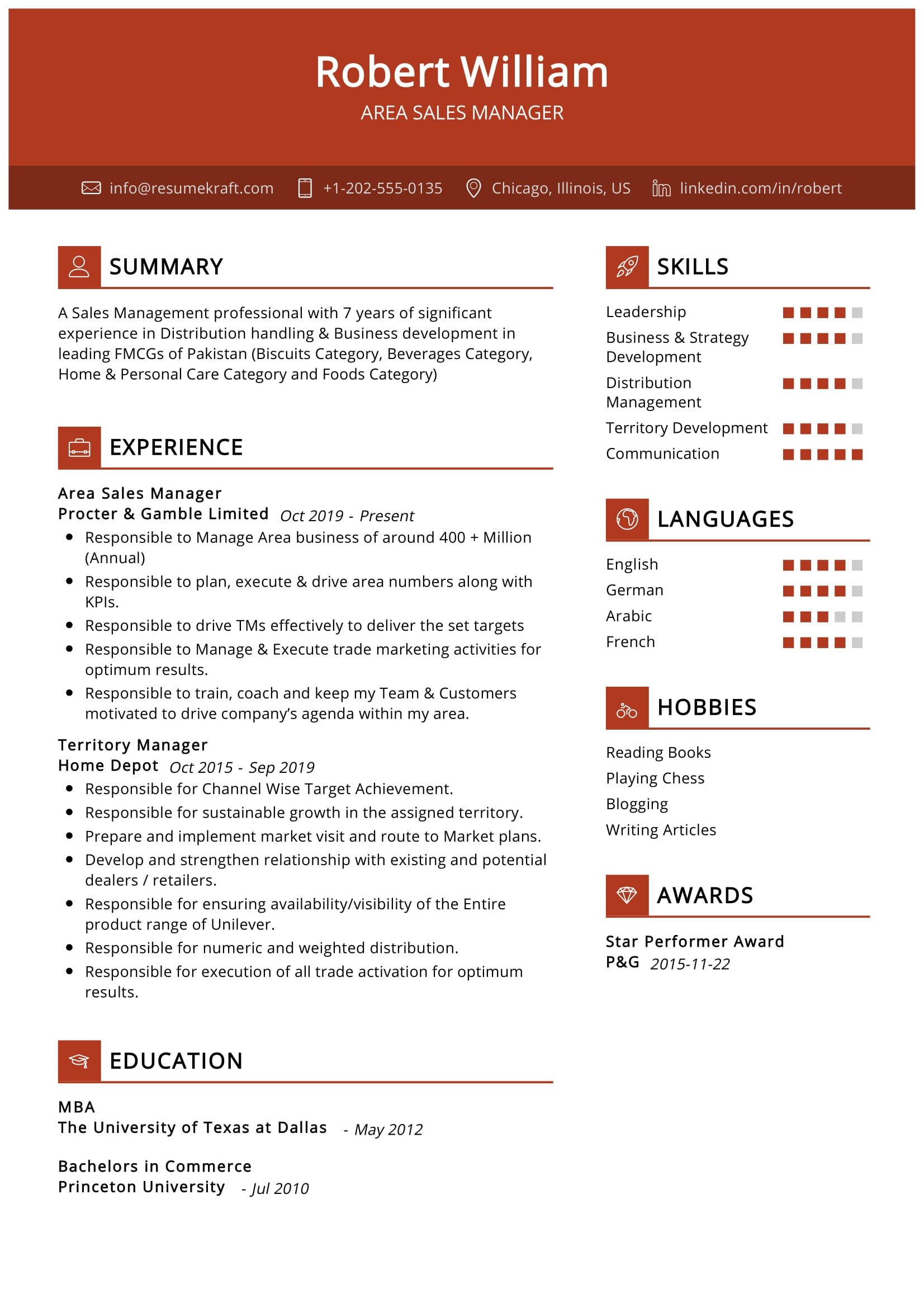 Area Sales Manager Resume Sample 2023 | Writing Tips - ResumeKraft