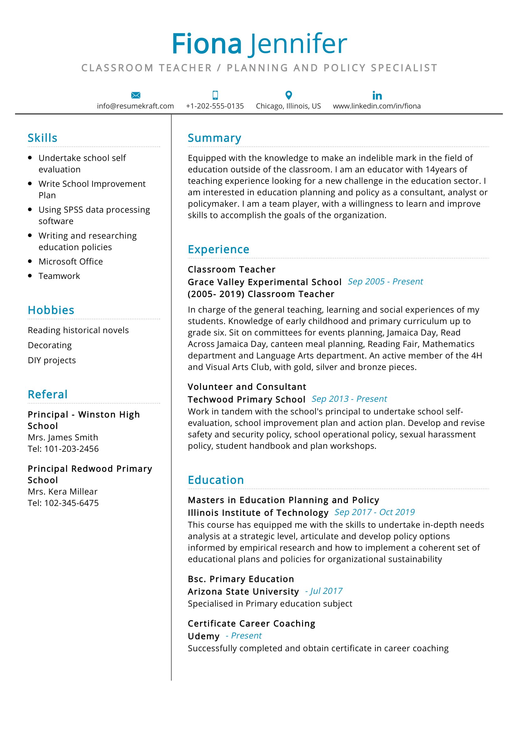 sample resume for teaching job with experience pdf