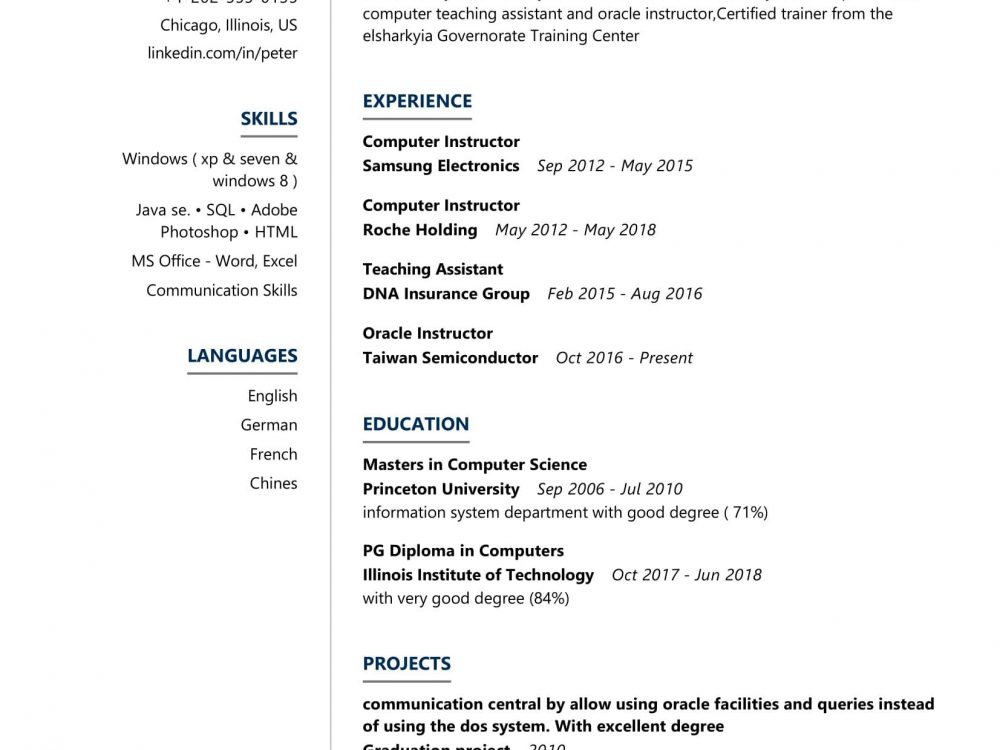 Resume Format For Teacher Job In Tamilnadu  Free 42 Teacher Resume