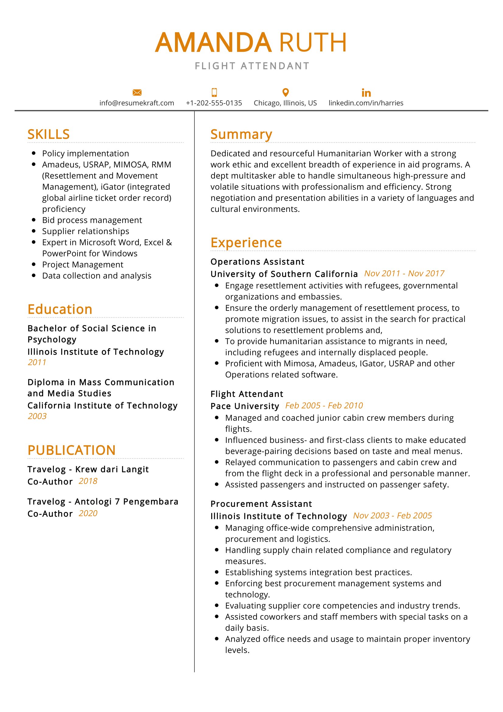 Flight Attendant Resume Template