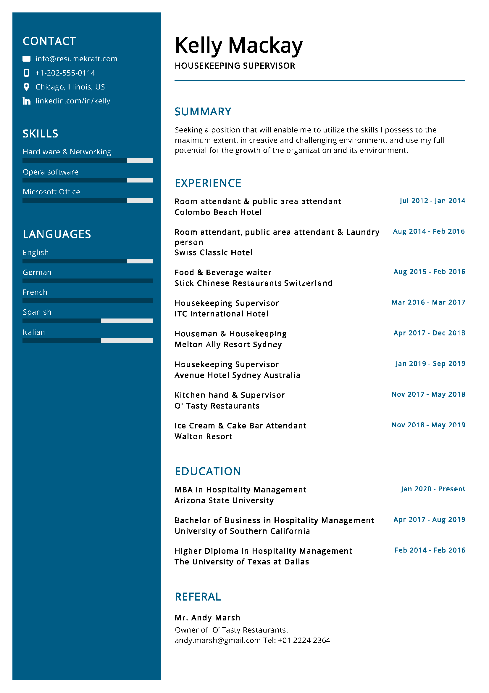 Housekeeping Resume Sample