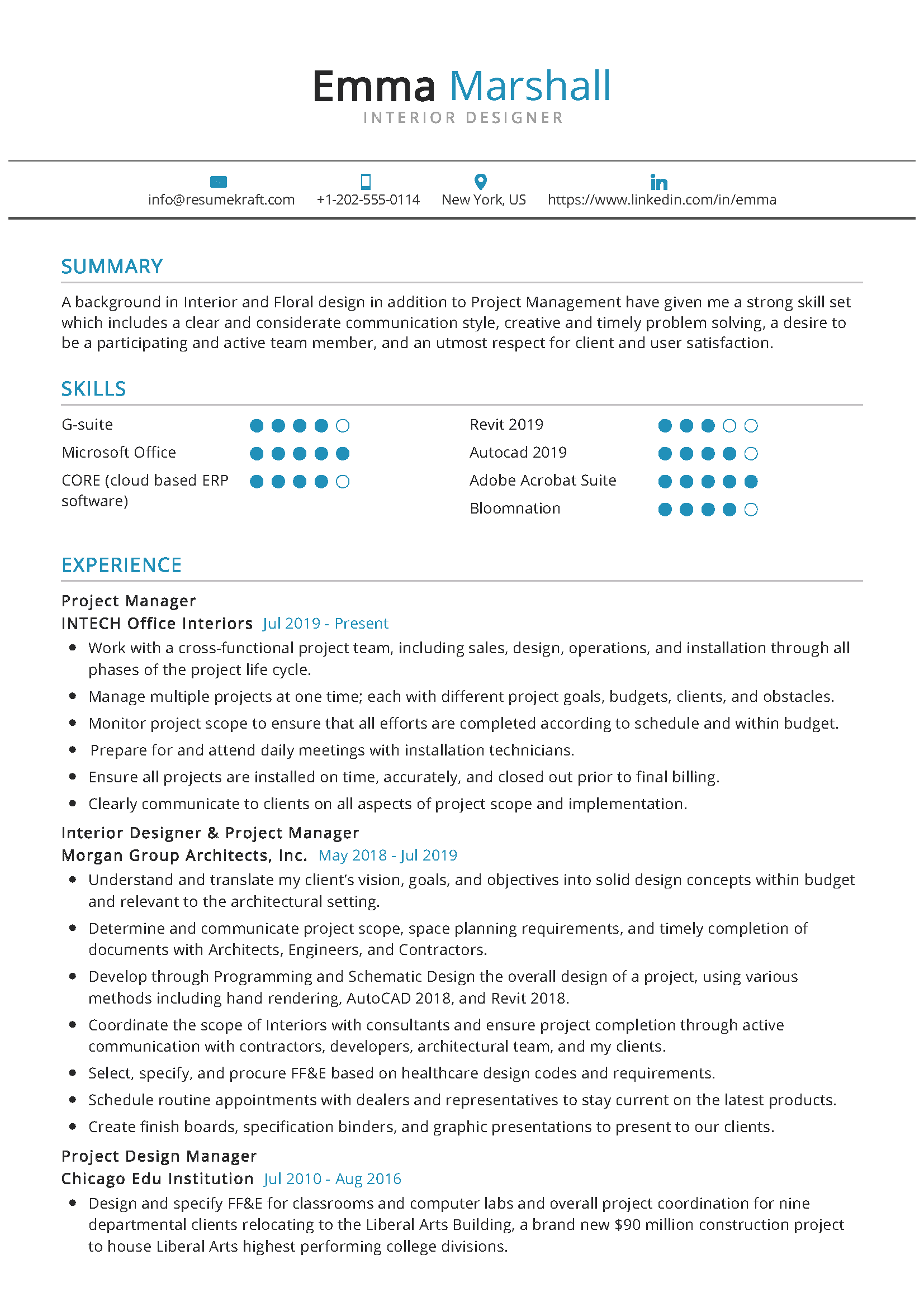 Interior Designer Resume Sample In 2024 ResumeKraft