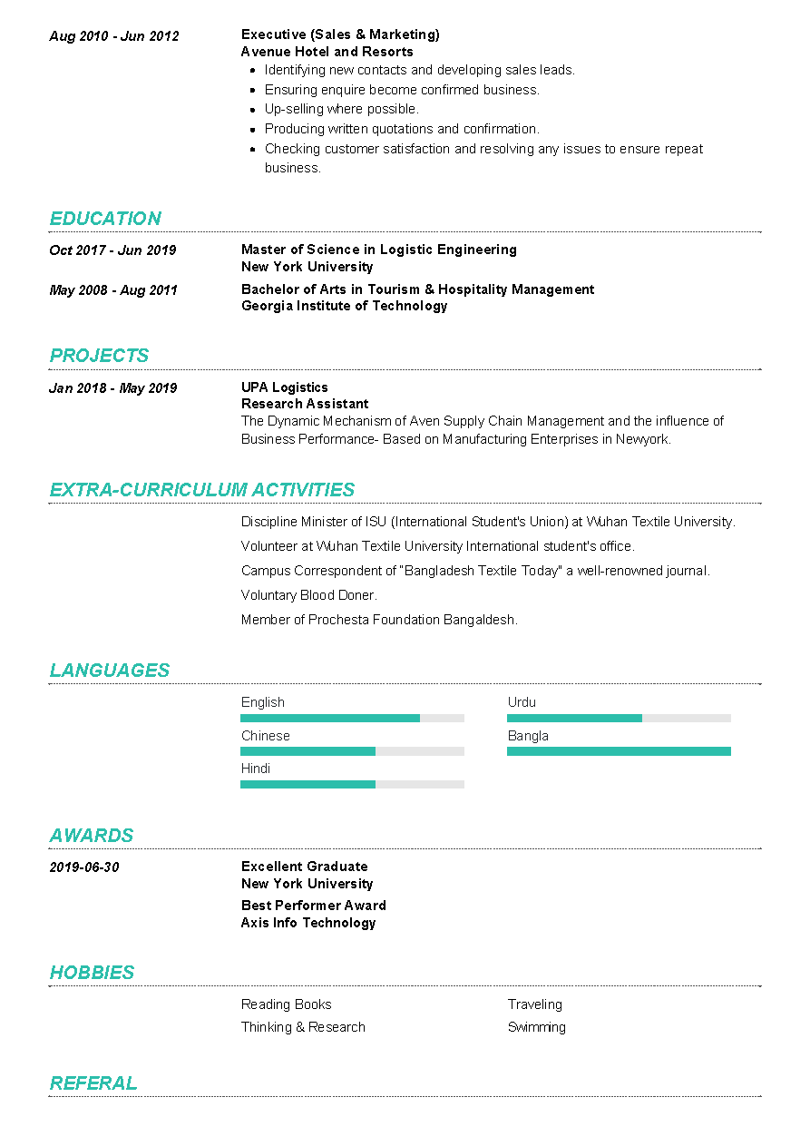 international resume samples