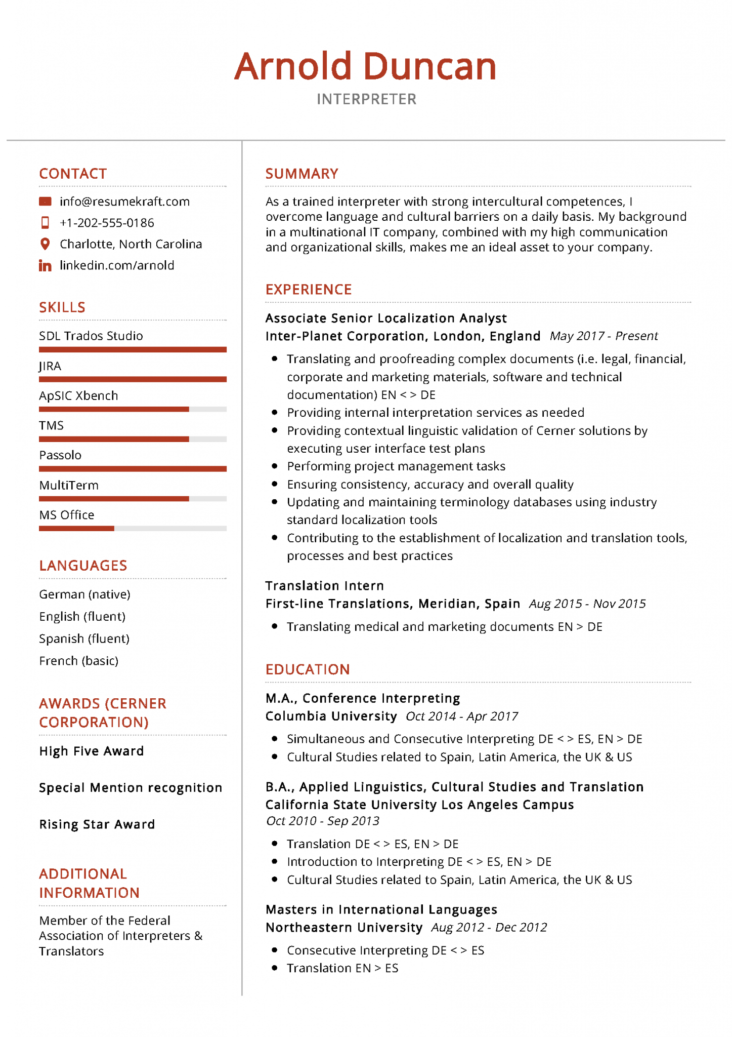 Professional Resume Samples For Resumekraft