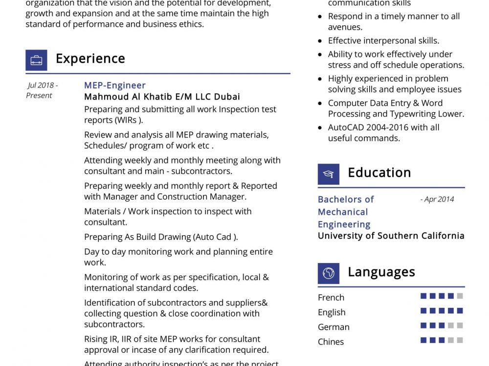 Bim Modeler Resume Sample