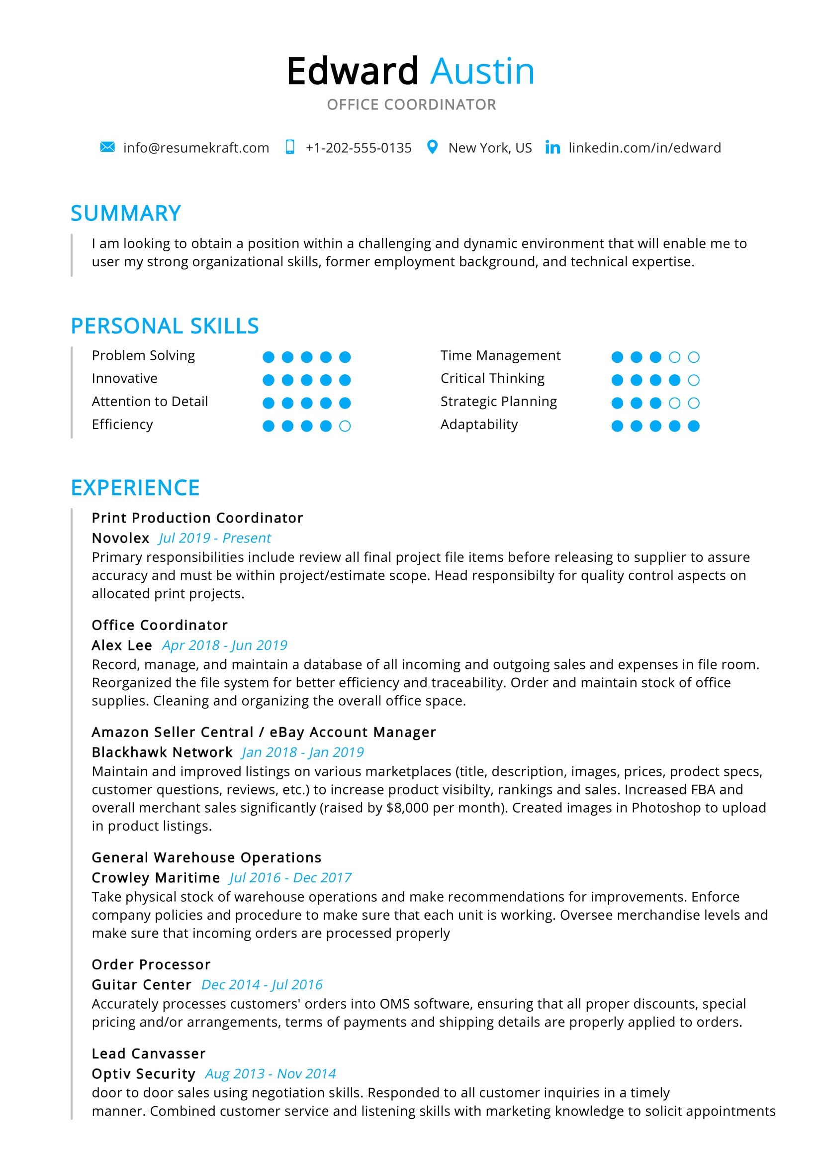 Office Coordinator Resume Sample 2022 Writing Tips ResumeKraft 2022   Office Coordinator Resume 0001 