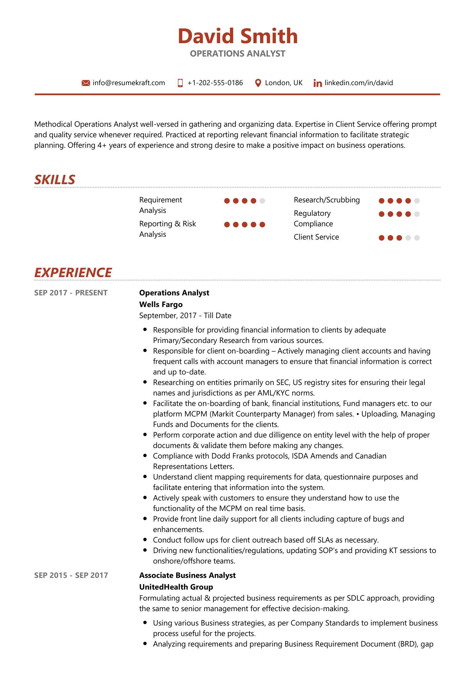 Operations Analyst Resume Sample 2021 Writing Tips Resumekraft