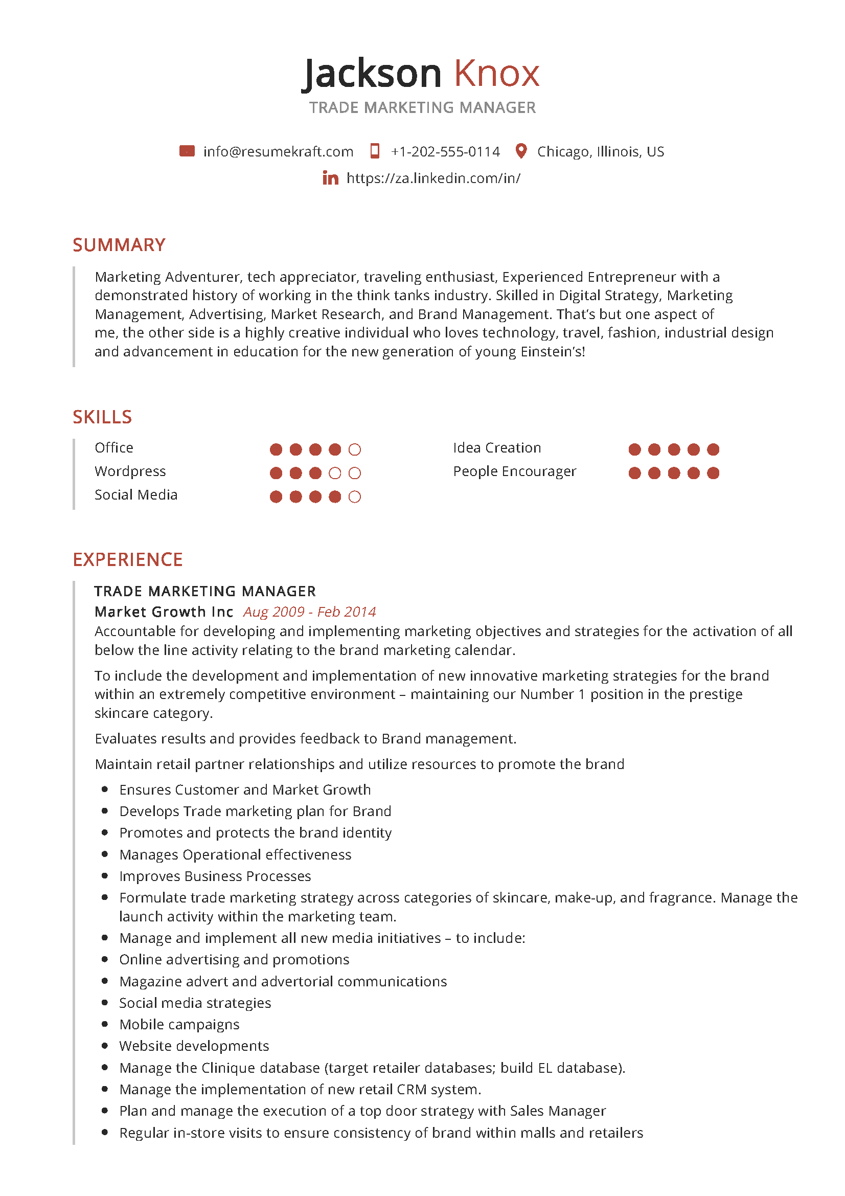 Trade Marketing Manager Resume Sample Resumekraft