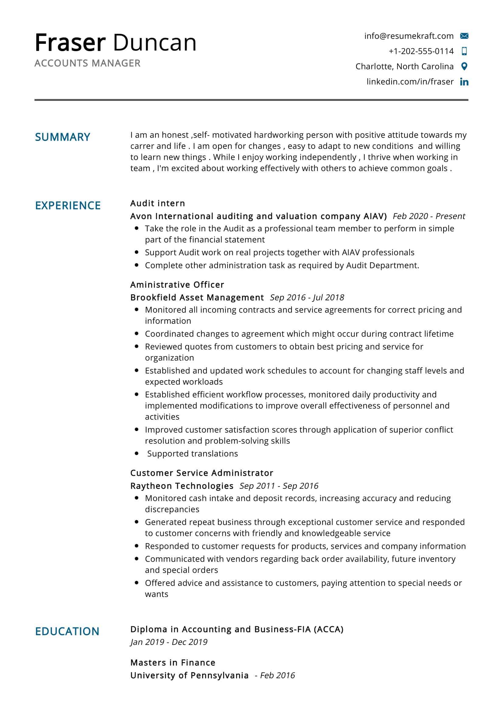 Accounts Manager Resume Sample in 2024 - ResumeKraft