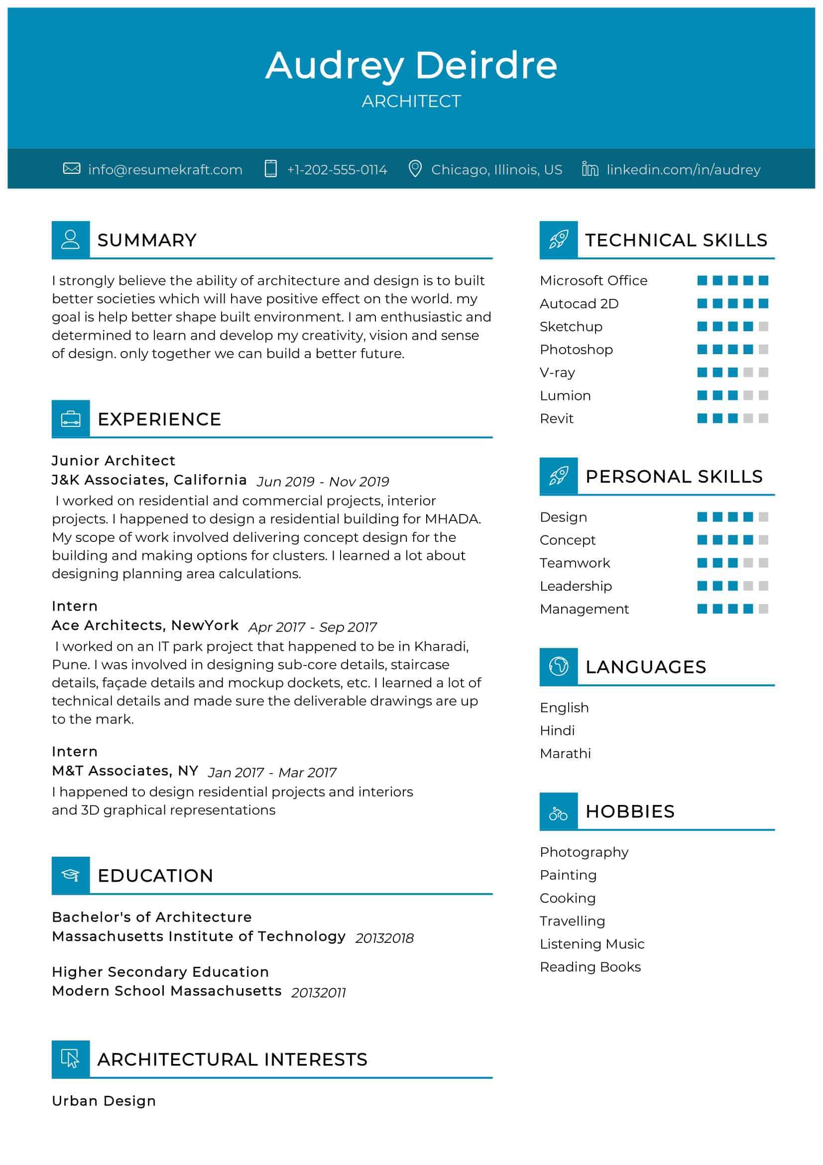 Architecture Resume Template Free Download
