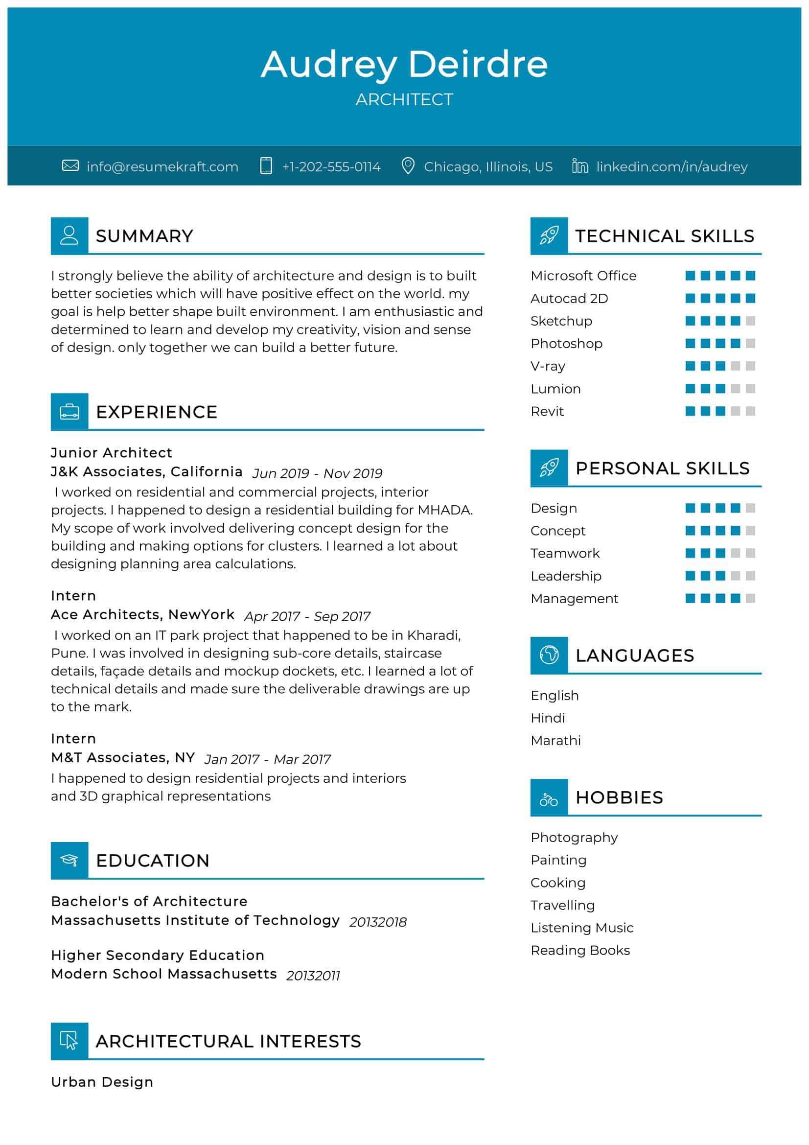 Architecture Resume Sample In 2024 ResumeKraft