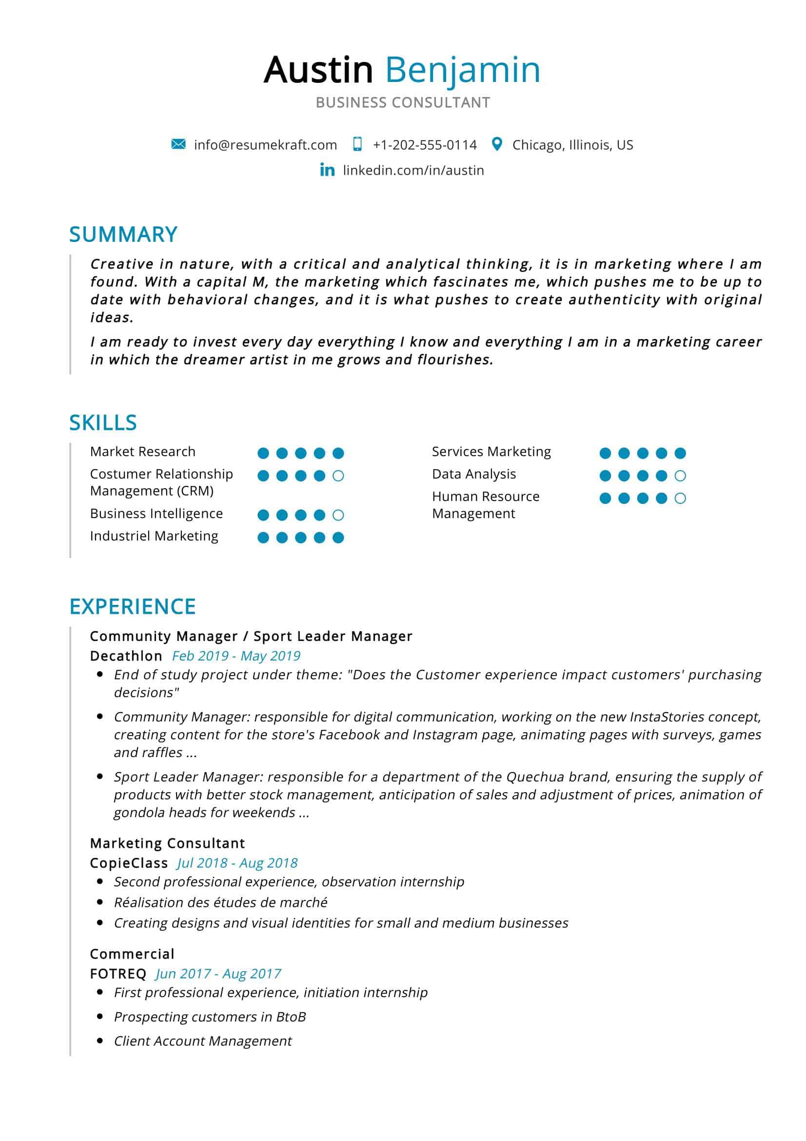 Business Consultant Resume Sample 2022 Writing Tips Resumekraft 2022