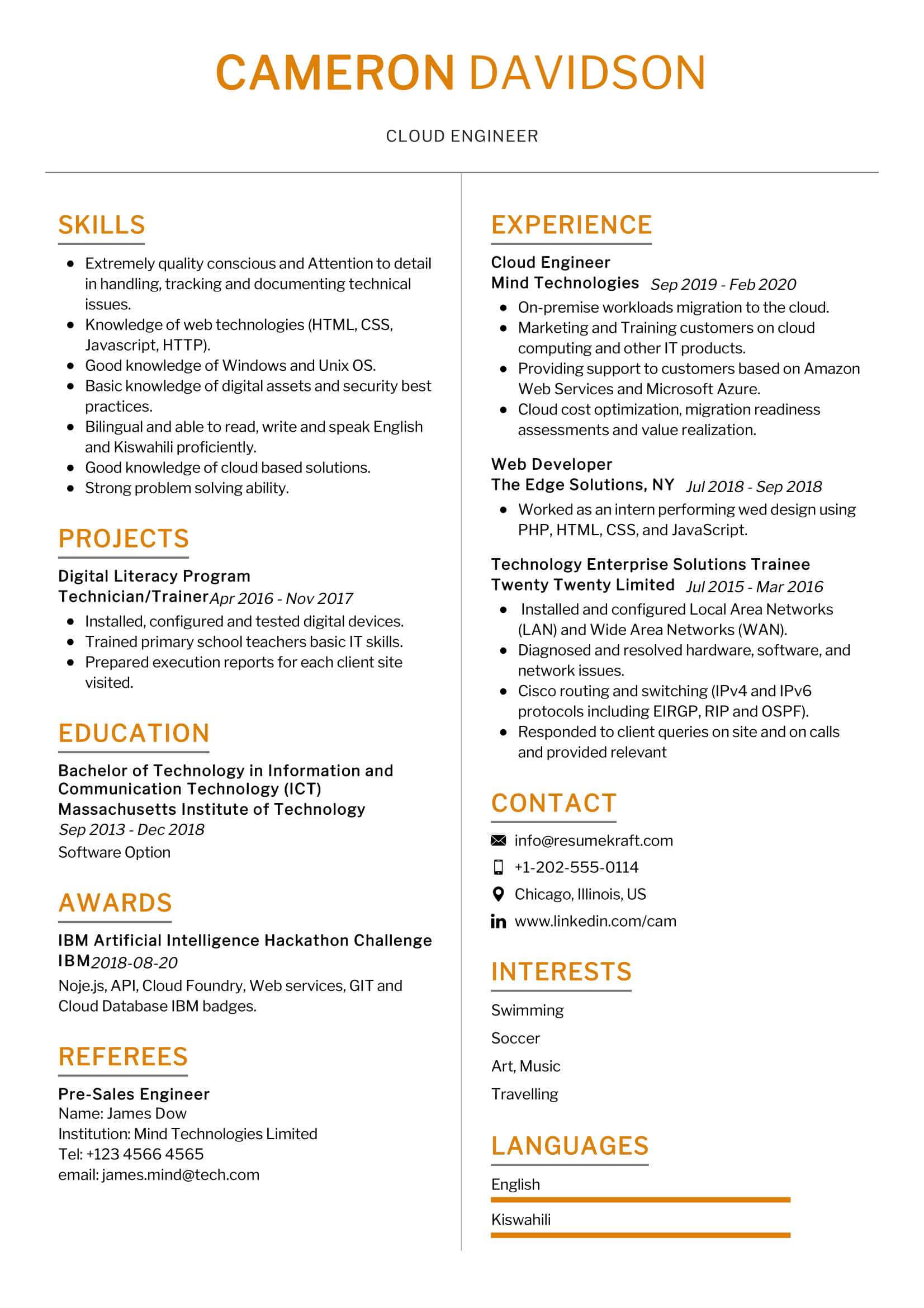 Cloud Experience Resume Efren1992