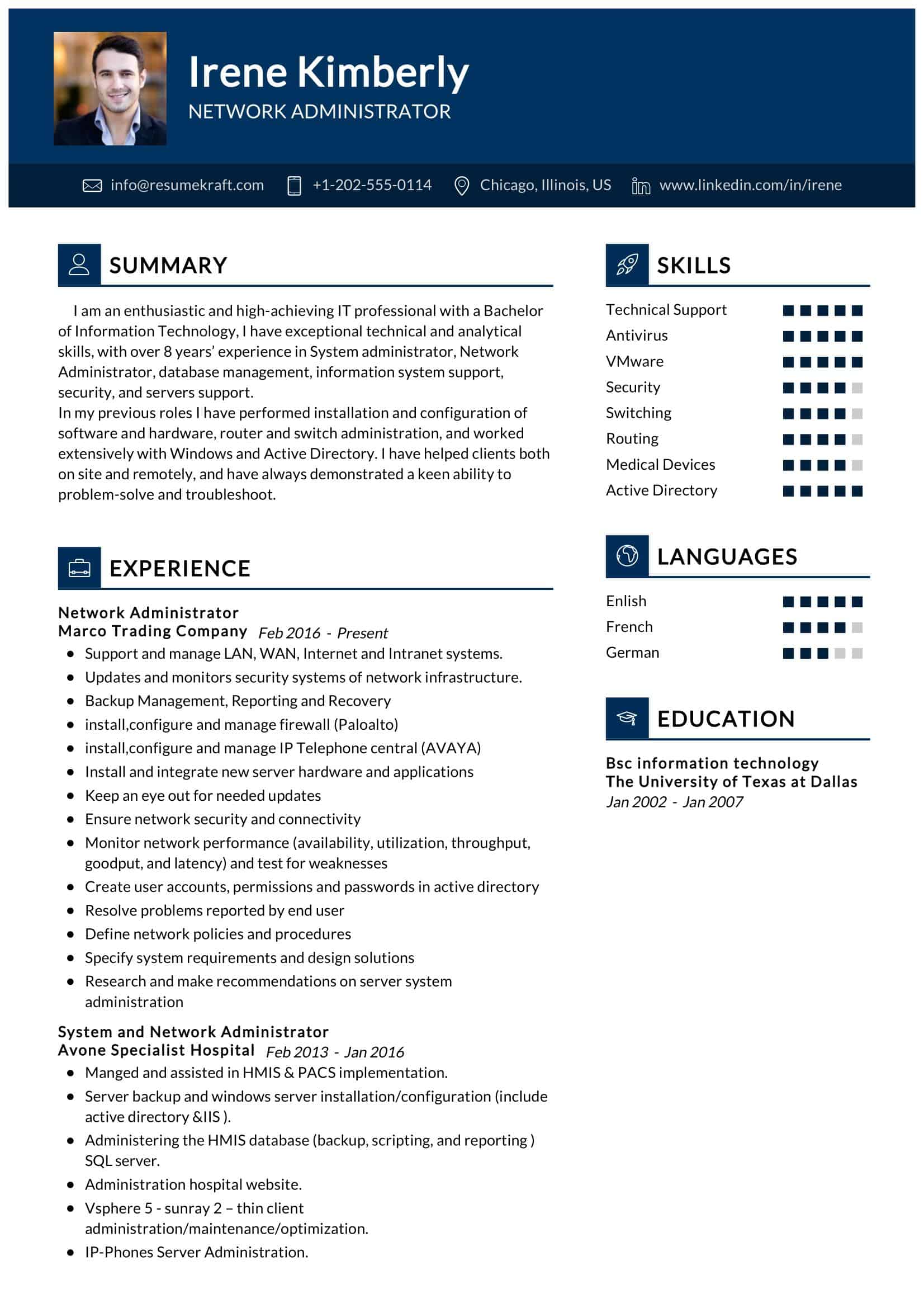 network manager resume examples