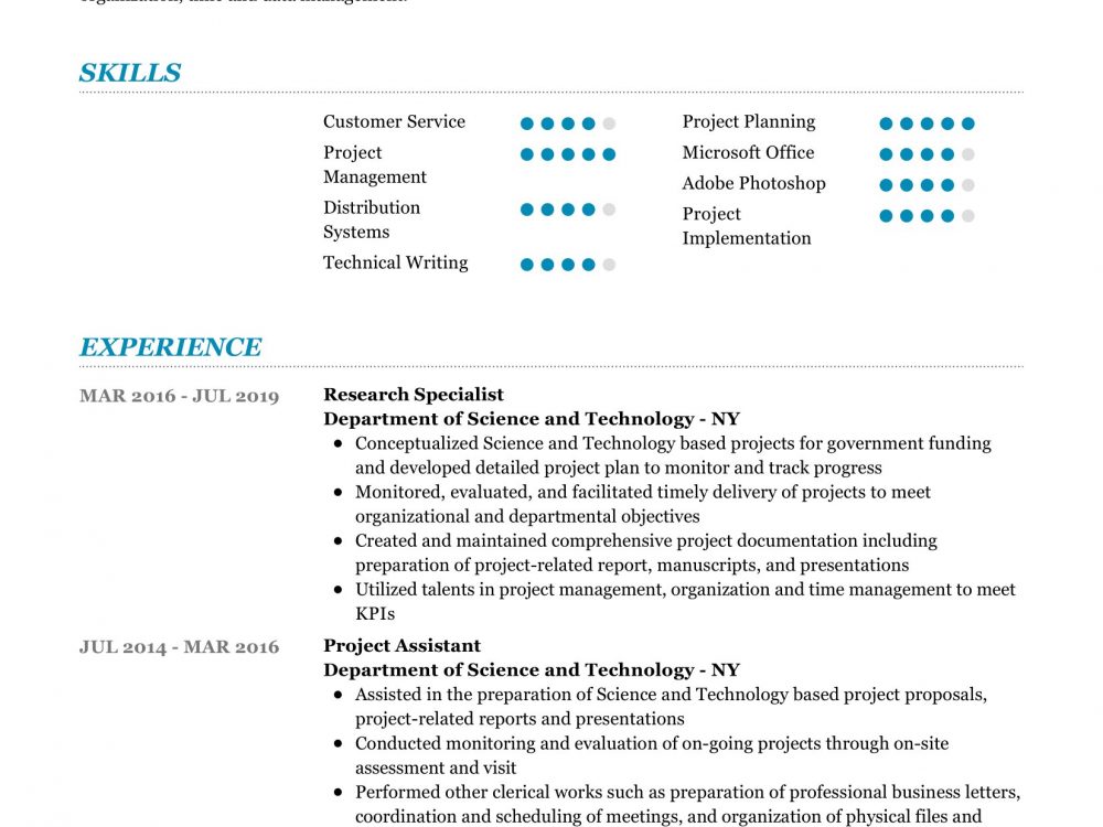 Research Specialist Resume