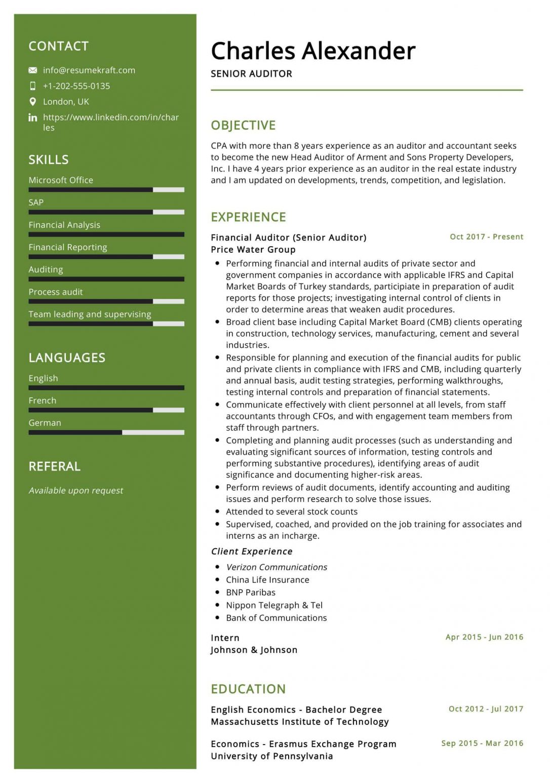 1200 Professional Resume Samples For 2022 ResumeKraft   Senior Auditor Resume 0001 1086x1536 