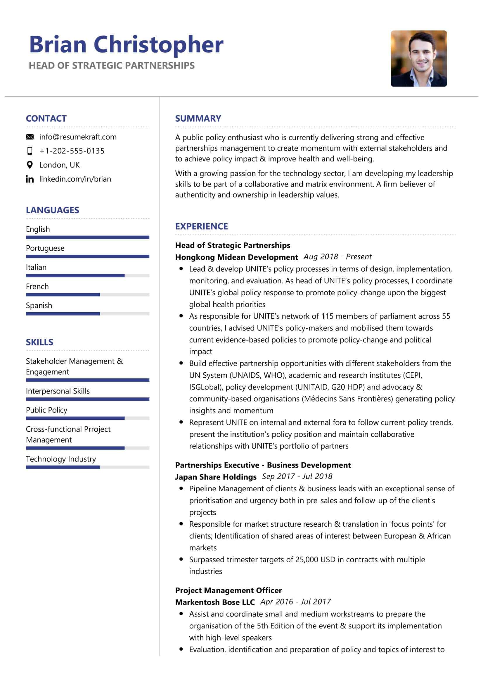 Tax Partner Resume Sample