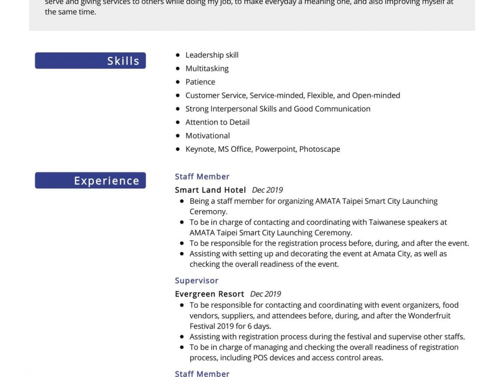 hotel-management-resume-sample