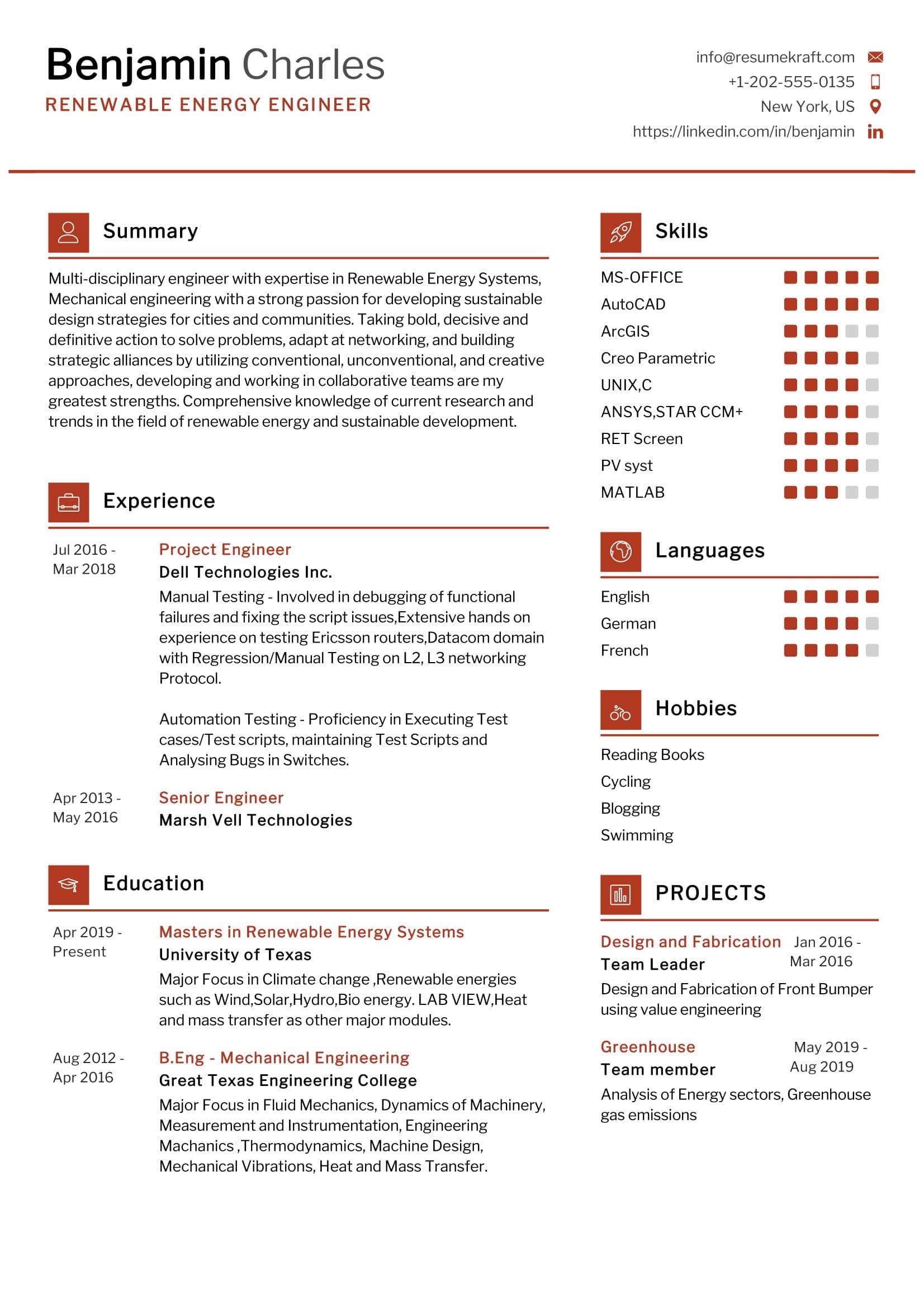 renewable energy project manager resume