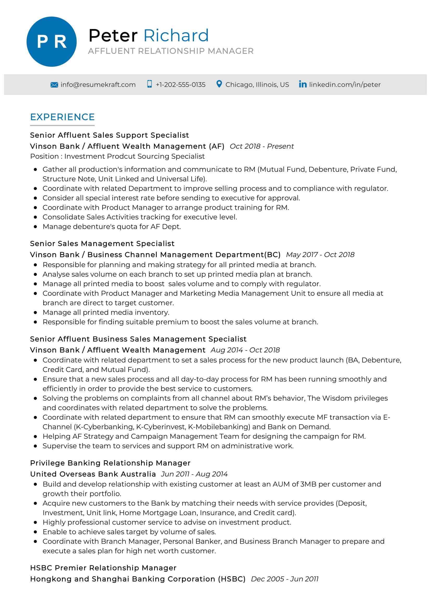 Affluent Relationship Manager Resume Sample In 2024 Resumekraft