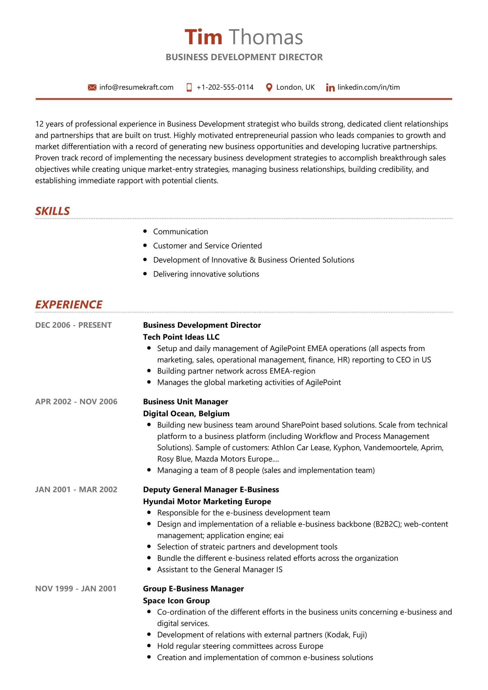 Business Development Director Resume Sample in 2024 ResumeKraft