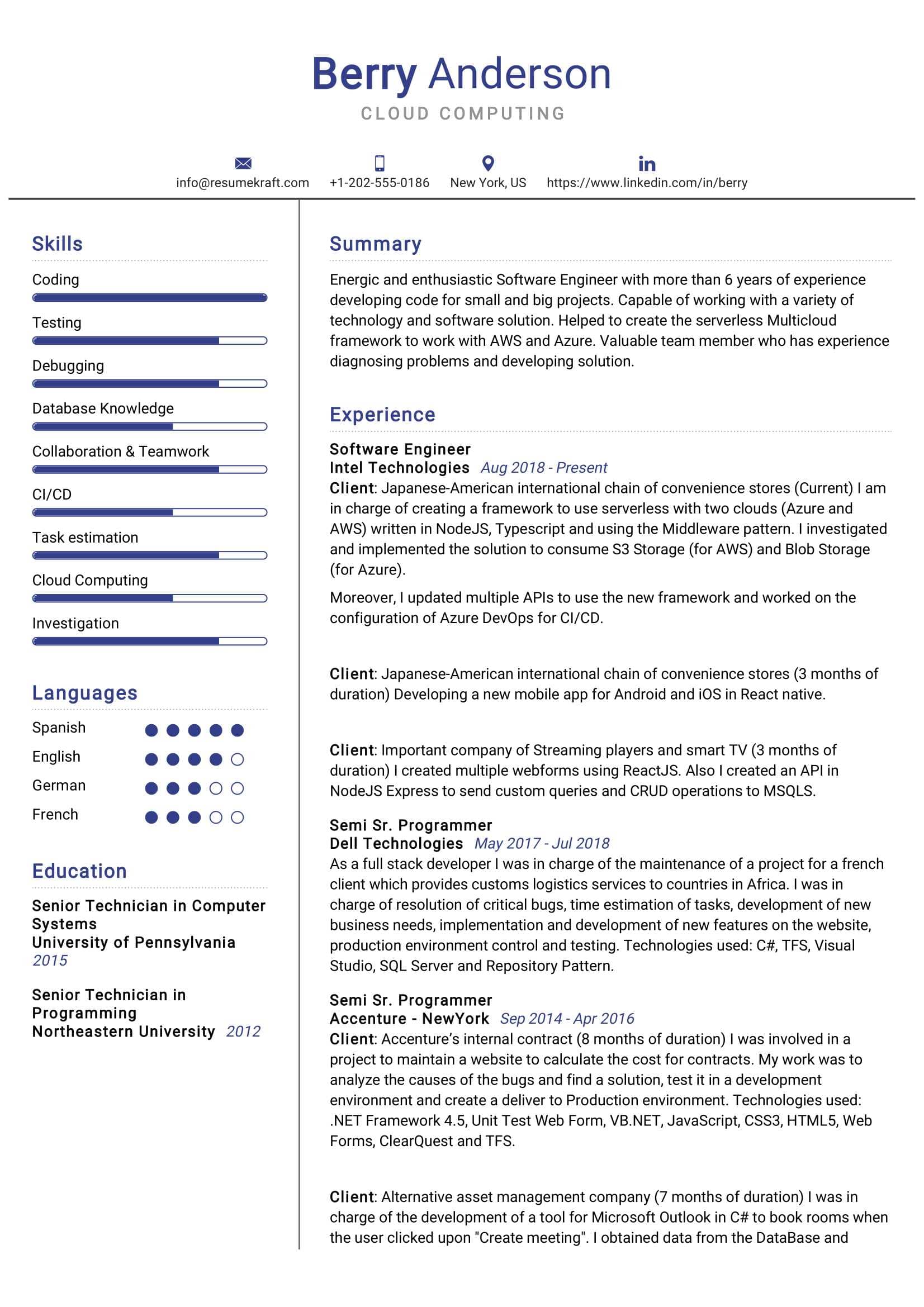 Cloud Computing Resume Sample - ResumeKraft