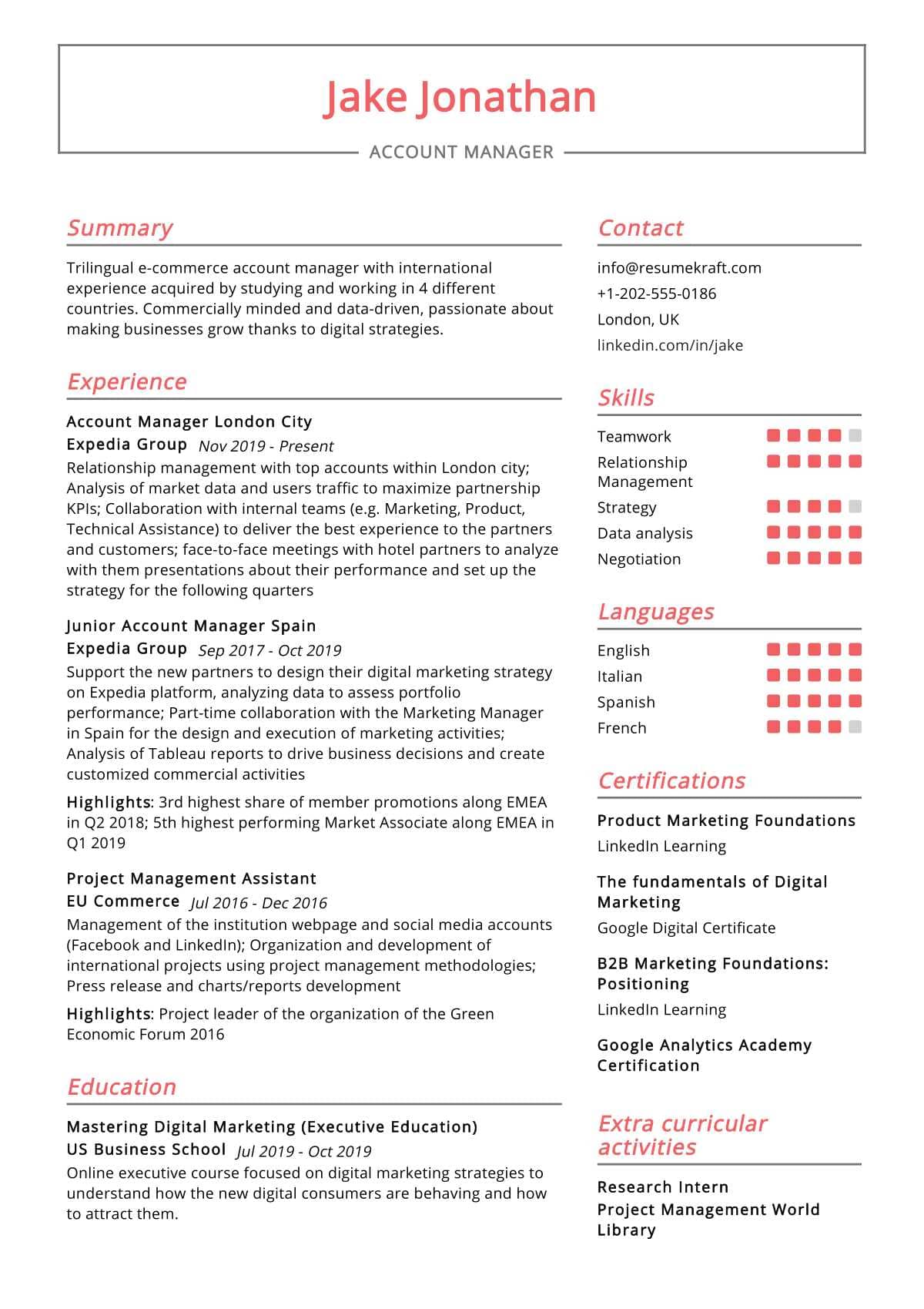 Account Manager Resume Sample 2022 | Writing Tips - ResumeKraft