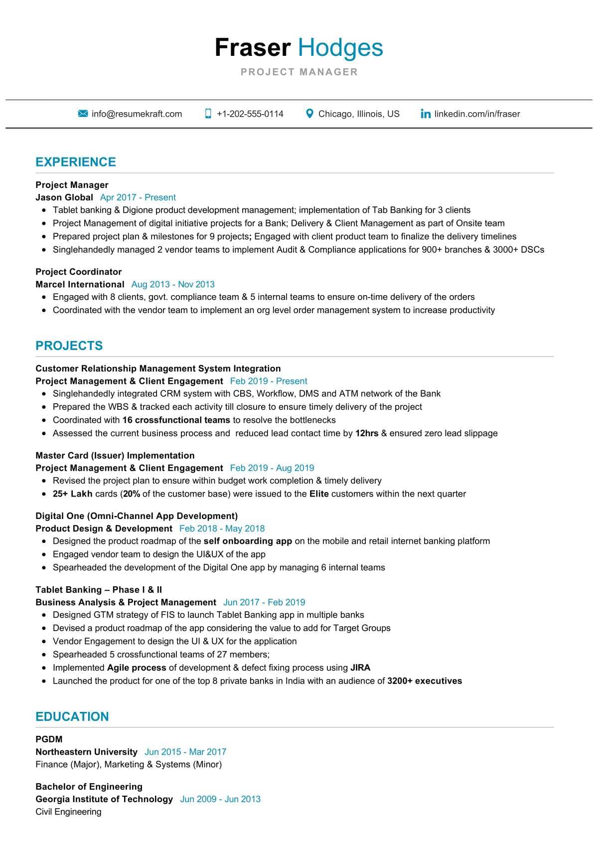 Sr Project Manager Resume Example Resumekraft