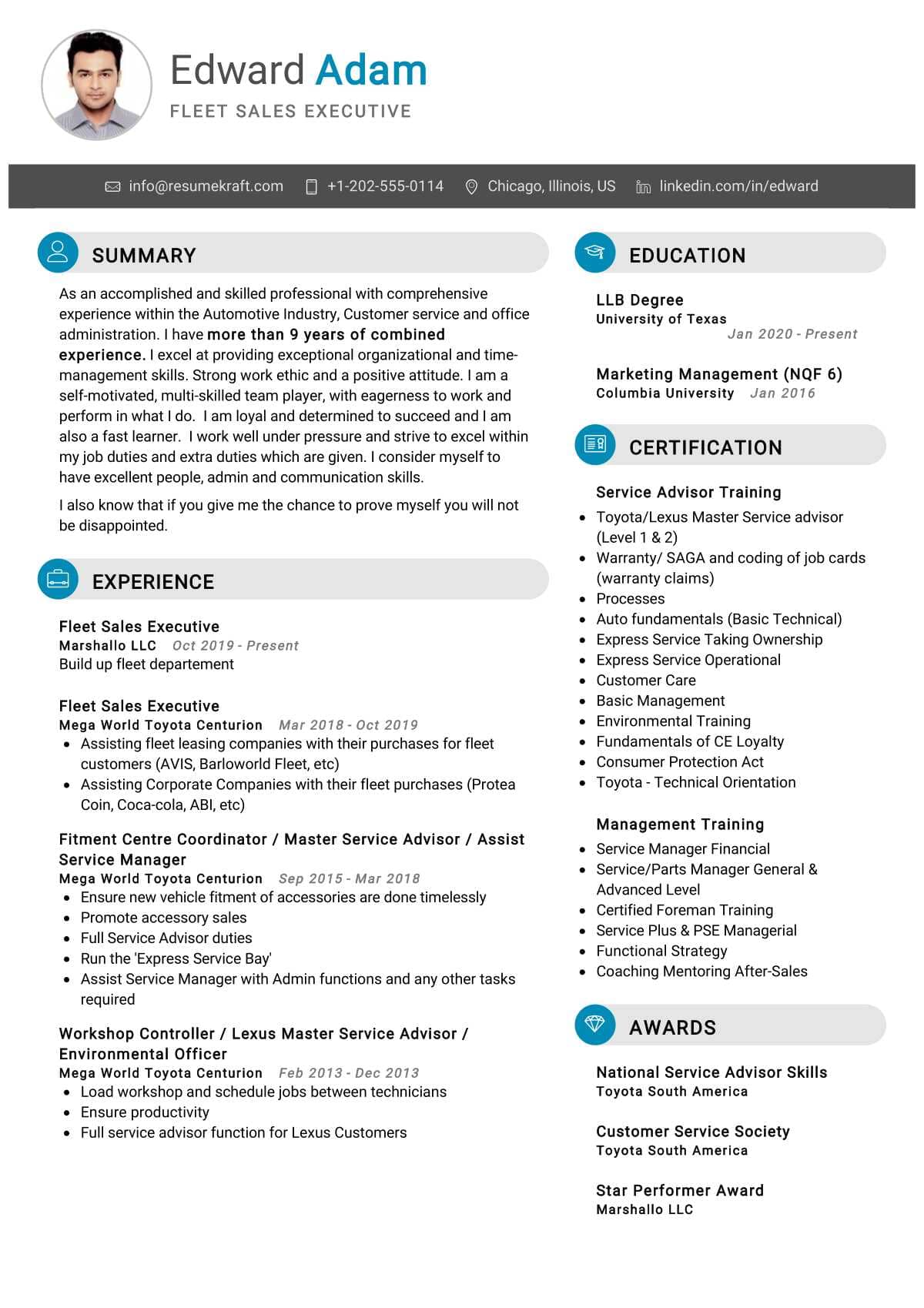 resume templates for sales professionals