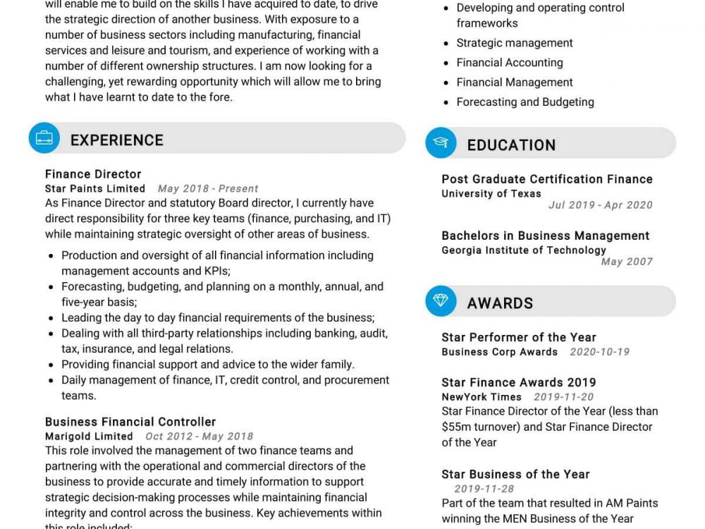 Finance Director Resume Sample in 2024 - ResumeKraft