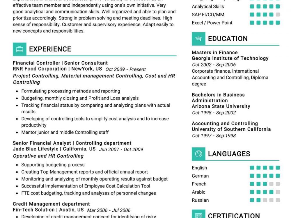 Financial Controller Resume Sample In 2024 ResumeKraft