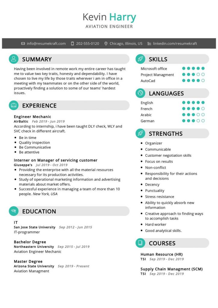 Aircraft Engineer Cv Example