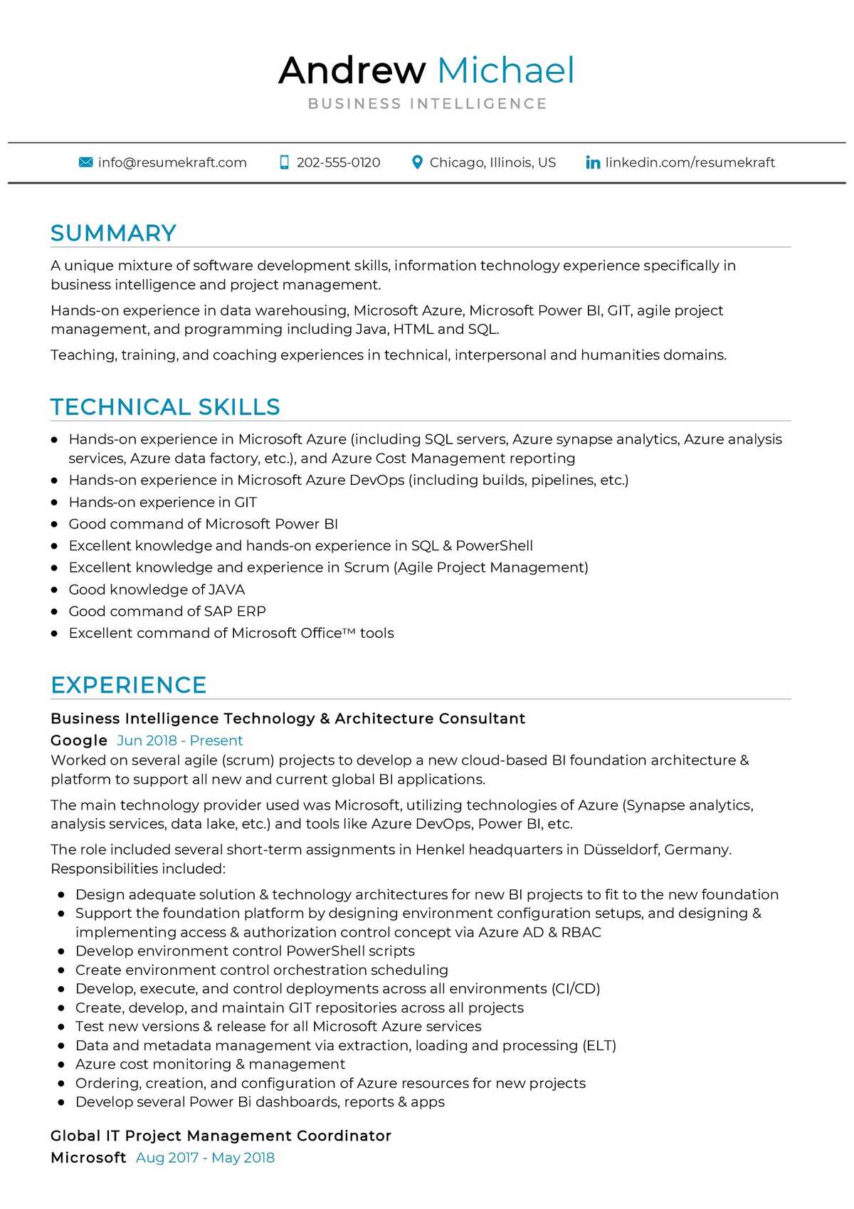 Intelligent Cv Sample : Business Intelligence Analyst - Resume Samples