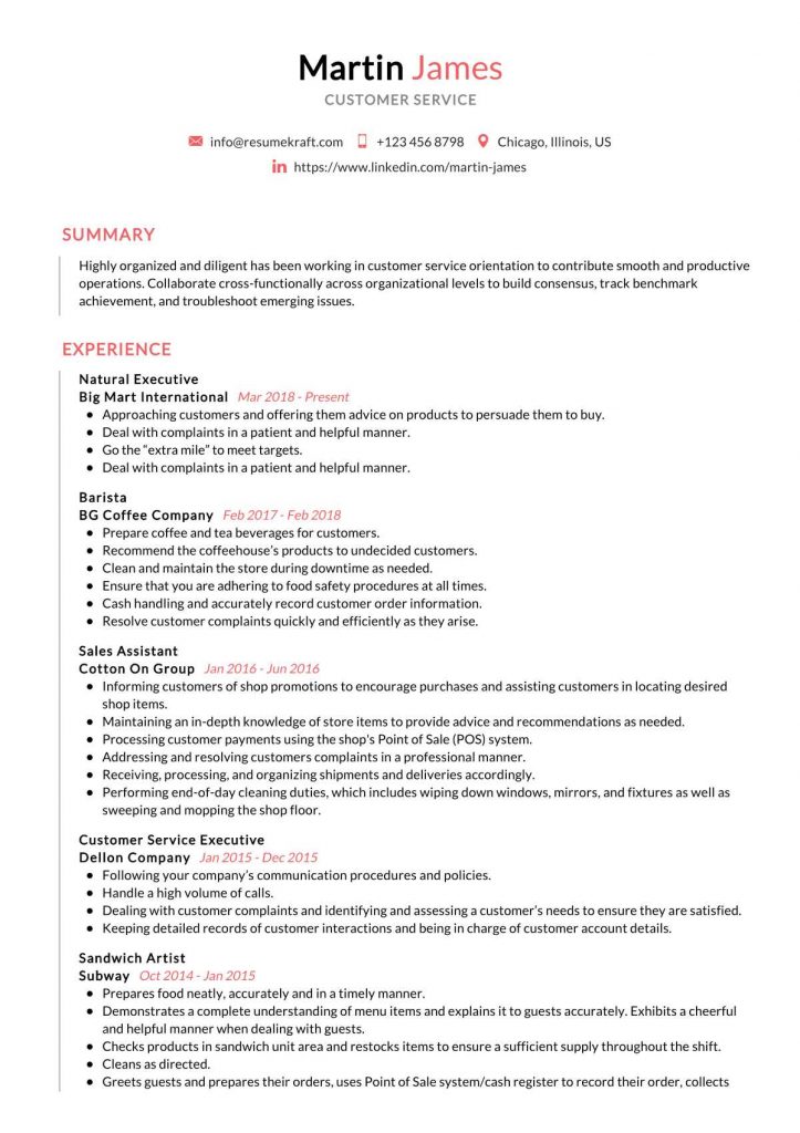 Cv Samples For Customer Service Jobs