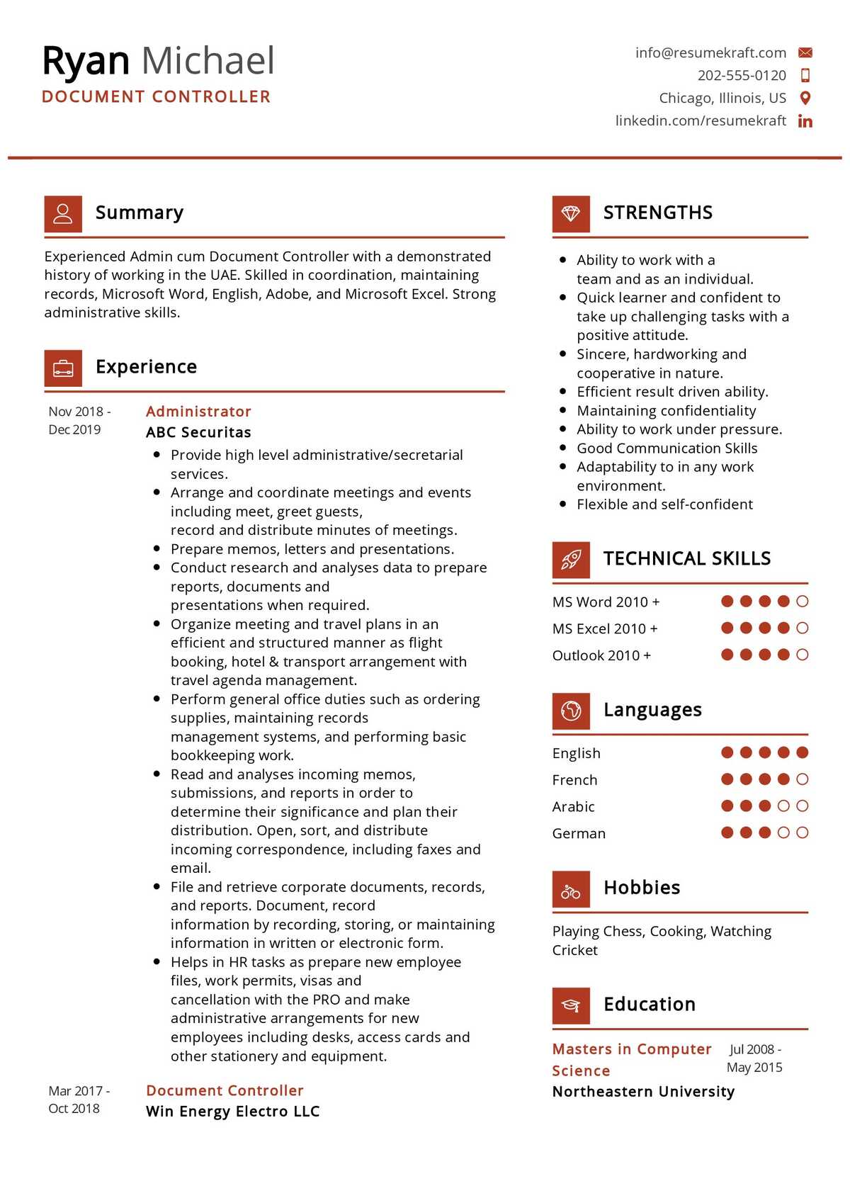 best resume format for document controller