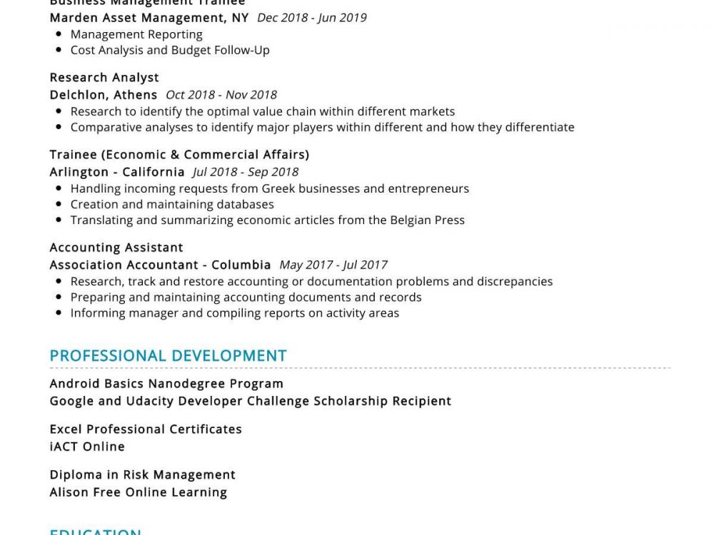 Final-year Student Resume