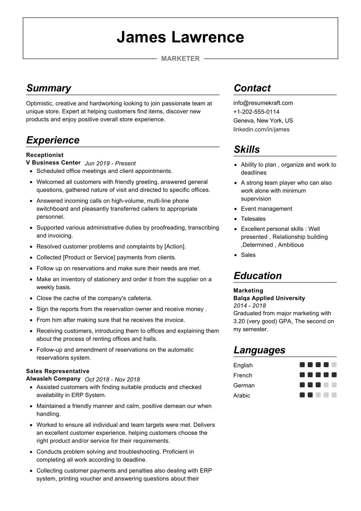 resume writing market