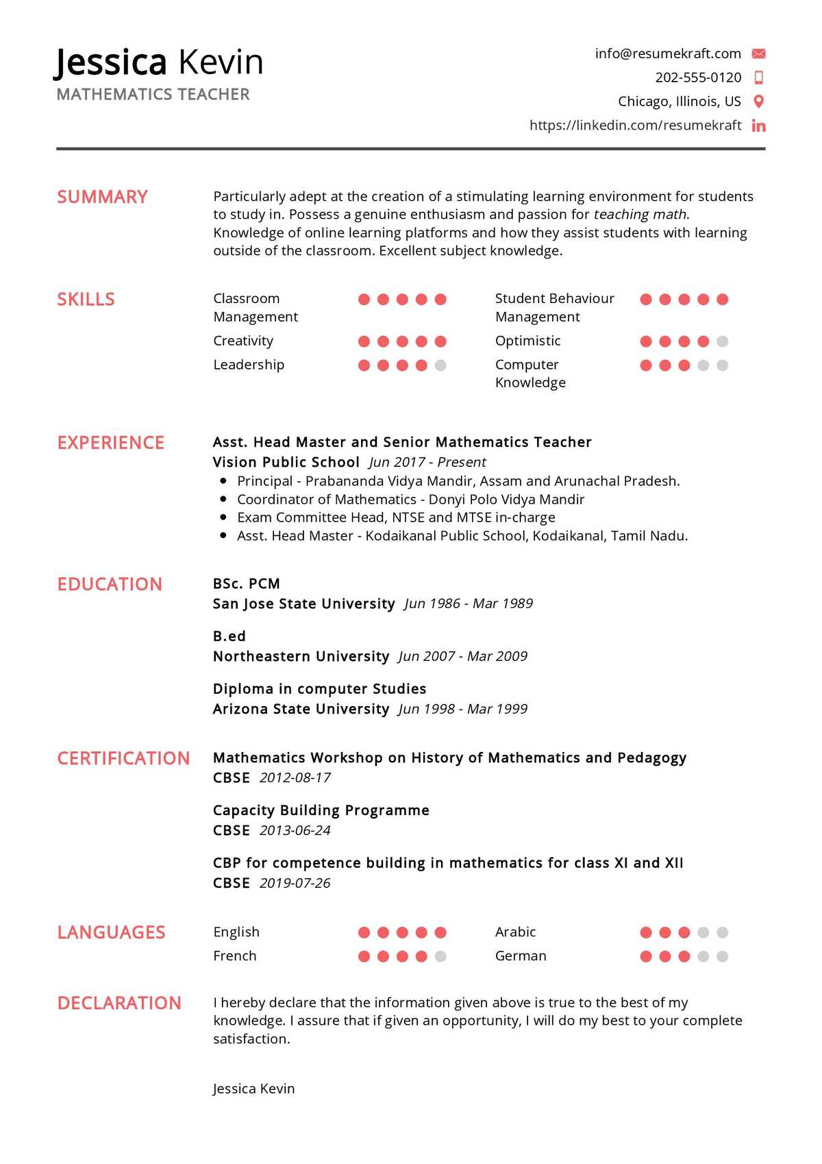 resume format for teachers in tamil nadu