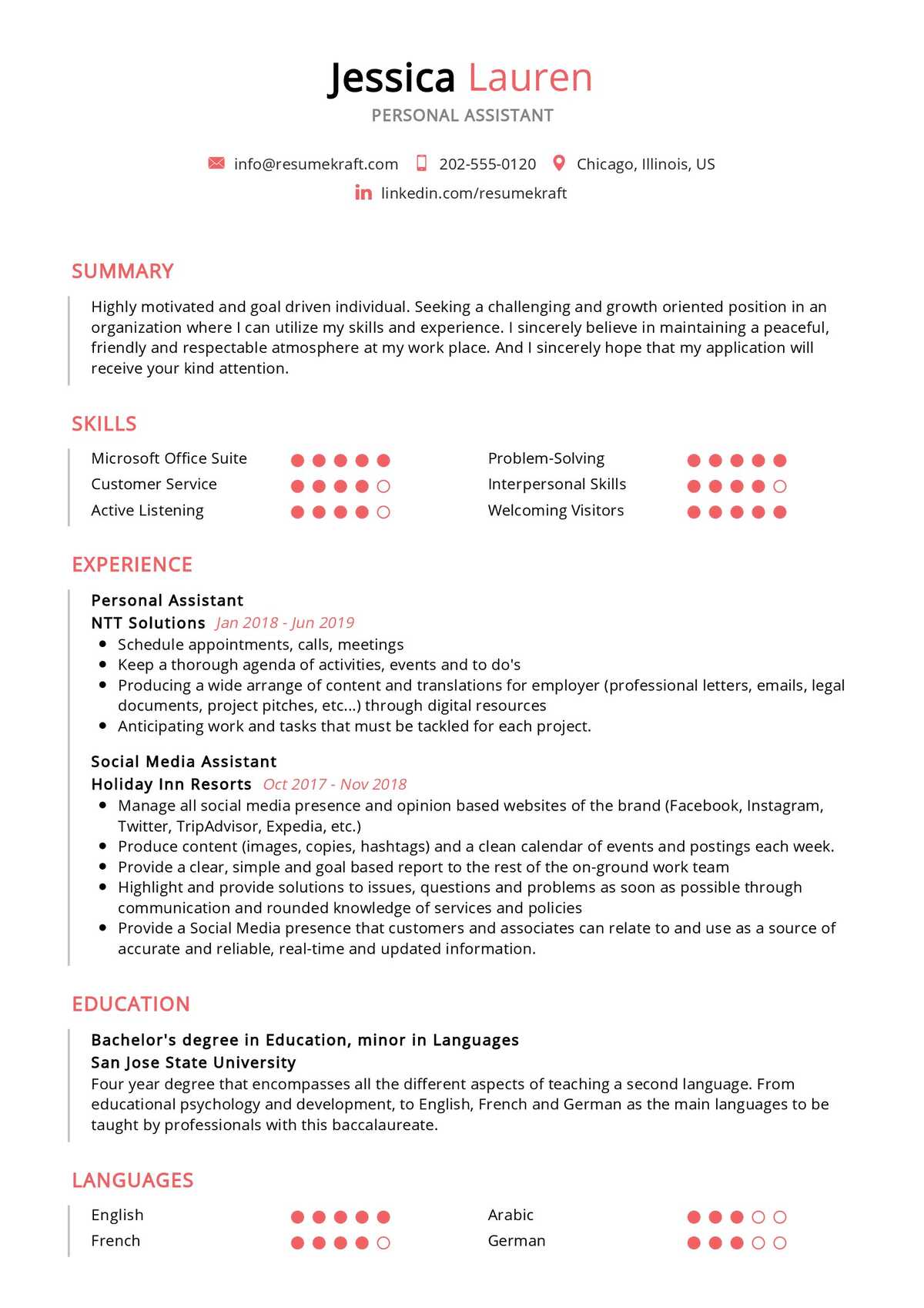 Personal Assistant Resume Sample 2021 Writing Tips Resumekraft